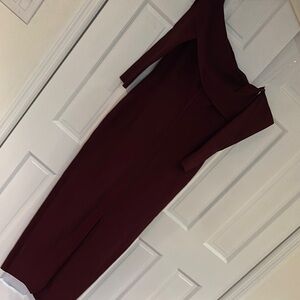House of CB One Shoulder Burgundy Dress